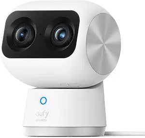 eufy Security 4K Indoor Cam S350, No Subscription, Dual Cameras, 8× Zoom, 360° Coverage, Works as a Pet Camera, Nanny/Senior/Baby Monitor, AI Auto-Tracking, Human/Pet/Cry Detection, 2.4/5 GHz Wi-Fi