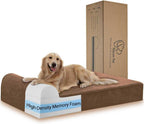 Rainmr Orthopedic Dog Beds for Large Dogs, 7" Memory Foam Dog Beds with Waterproof Liner, Durable Microsuede Cover, Removable and Washable, Nonskid Bottom, 48"x30"x7" L Grey