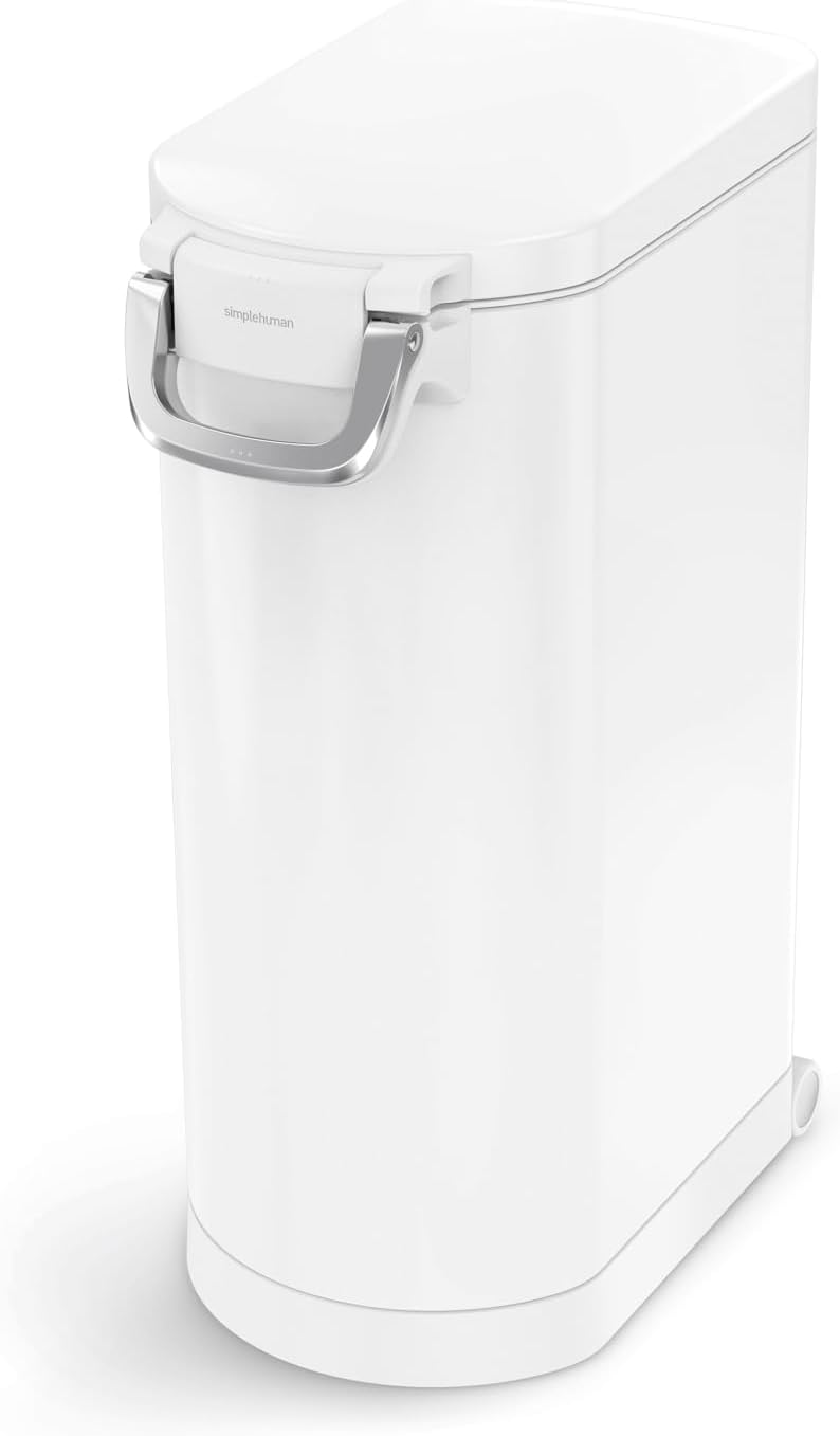 simplehuman 35 Liter, 40 lb / 18.1 kg X-Large Pet Food Storage Container for Dog Food, Cat Food, and Bird Feed, Brushed Stainless Steel