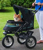 Pet Gear No-Zip NV Pet Stroller for Cats/Dogs, Zipperless Entry, Easy One-Hand Fold, Gel-Filled Tires, Plush Pad + Weather Cover Included, Caribbean Blue