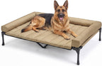 Veehoo Cooling Elevated Dog Bed Add Removable Waterproof Bolster Cushion Mat, Raised Pet Cot with Breathable Teslin Mesh, No-Slip Feet, Dog Couch Bed for Indoor Outdoor, 59x37.5inches, Beige, CWC2331B