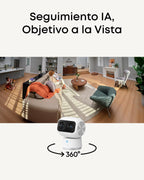 eufy Security 4K Indoor Cam S350, No Subscription, Dual Cameras, 8× Zoom, 360° Coverage, Works as a Pet Camera, Nanny/Senior/Baby Monitor, AI Auto-Tracking, Human/Pet/Cry Detection, 2.4/5 GHz Wi-Fi