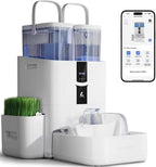Automatic Cat Water Fountain 10L/338oz Self Filling and Cleaning, Pet Water Dispenser with Filter System for Dogs, 5G Wi-Fi Smart Bowl Wastewater Separation & No Slimy with Quiet Pumps