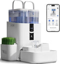 Automatic Cat Water Fountain 10L/338oz Self Filling and Cleaning, Pet Water Dispenser with Filter System for Dogs, 5G Wi-Fi Smart Bowl Wastewater Separation & No Slimy with Quiet Pumps