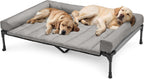 Veehoo Cooling Elevated Dog Bed Add Removable Waterproof Bolster Cushion Mat, Raised Pet Cot with Breathable Teslin Mesh, No-Slip Feet, Dog Couch Bed for Indoor Outdoor, 59x37.5inches, Beige, CWC2331B