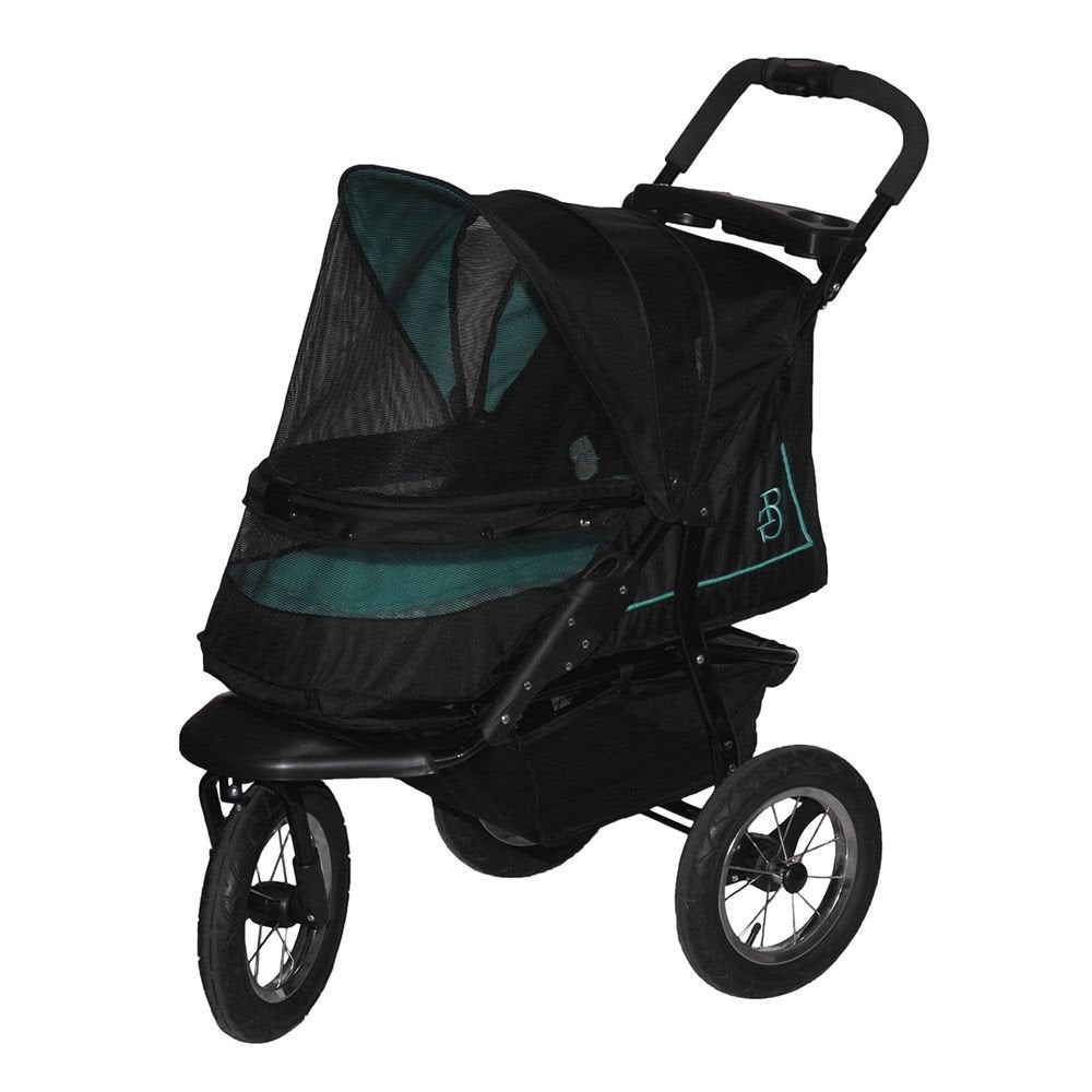 Pet Gear No-Zip NV Pet Stroller for Cats/Dogs, Zipperless Entry, Easy One-Hand Fold, Gel-Filled Tires, Plush Pad + Weather Cover Included, Caribbean Blue