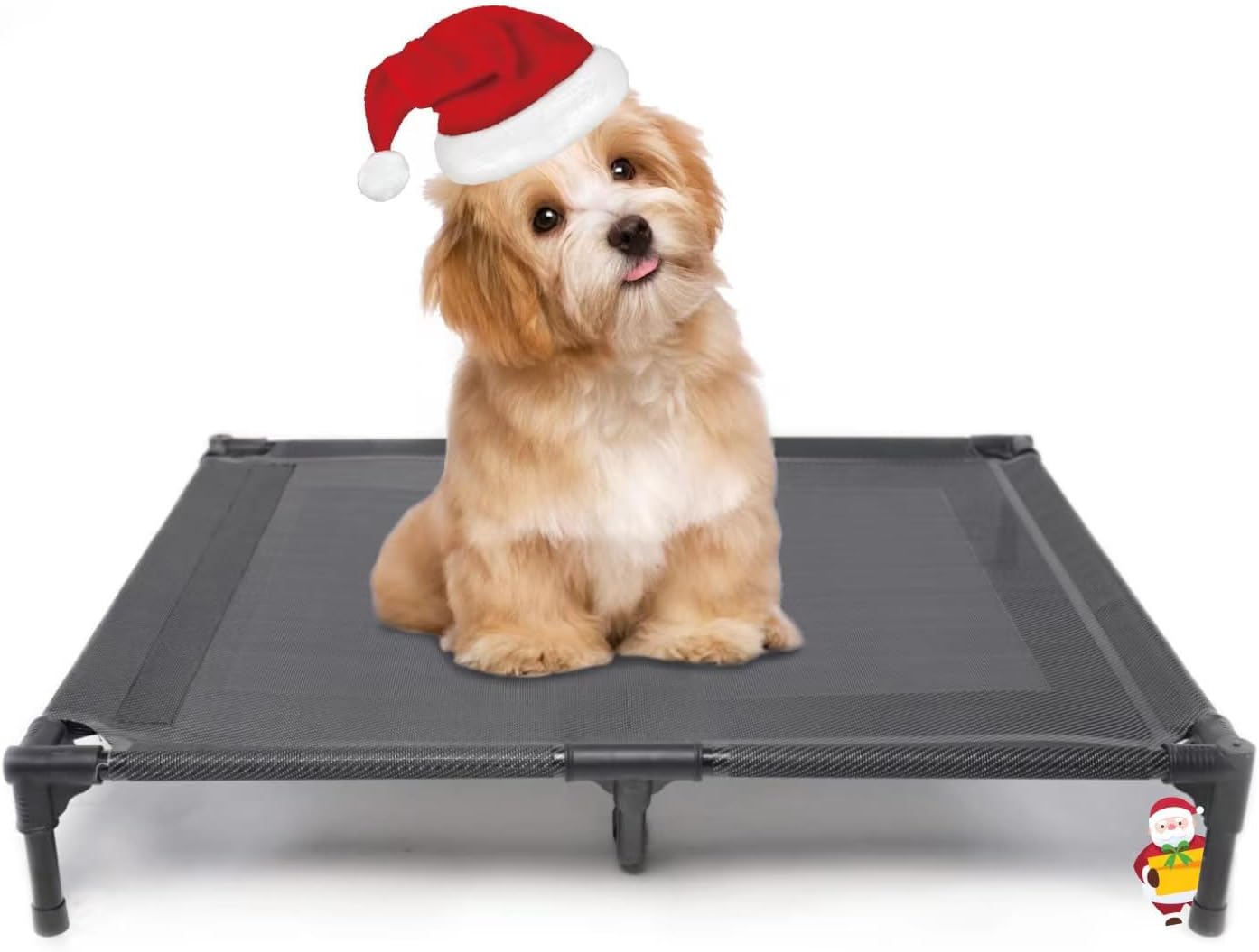 Suddus Elevated Dog Bed for Large Dogs 140lb, Breathable Cooling Raised Dog Cot with Dual Support Bars & Metal Frame, No-Slip Feet, Waterproof Pet Bed for Indoor/Outdoor, X-Large, 48 * 36 * 9in, Grey