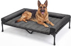 Veehoo Cooling Elevated Dog Bed Add Removable Waterproof Bolster Cushion Mat, Raised Pet Cot with Breathable Teslin Mesh, No-Slip Feet, Dog Couch Bed for Indoor Outdoor, 59x37.5inches, Beige, CWC2331B