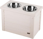 New Age Pet ECOFLEX Piedmont 2-Bowl Elevated Dog Feeder with Sliding Lid Storage Bin - Grey, Ideal for Small Spaces and Taller Dogs, Easy to Clean and Assemble, Non-Toxic and Moisture Resistant
