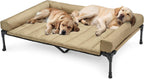 Veehoo Cooling Elevated Dog Bed Add Removable Waterproof Bolster Cushion Mat, Raised Pet Cot with Breathable Teslin Mesh, No-Slip Feet, Dog Couch Bed for Indoor Outdoor, 59x37.5inches, Beige, CWC2331B