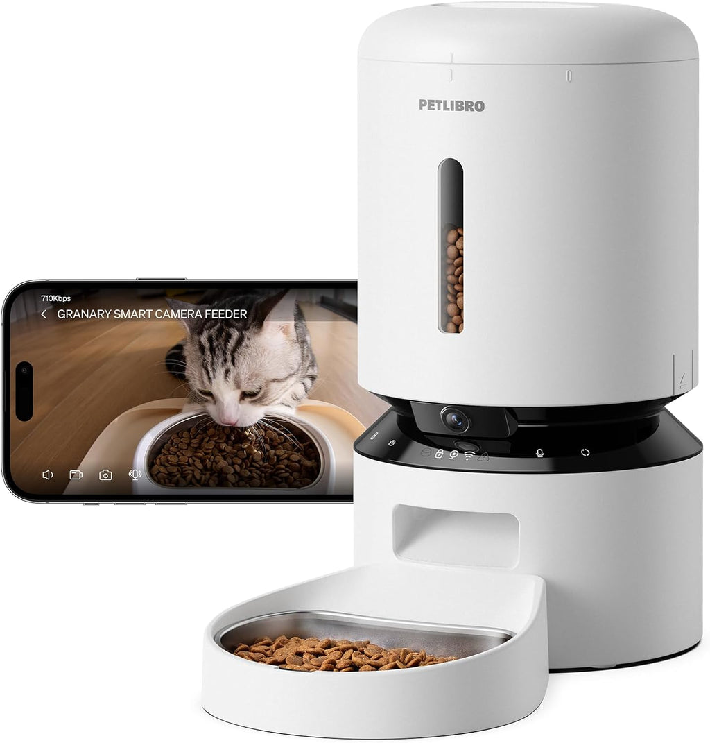 PETLIBRO Automatic Cat Feeder – 3L Programmable Pet Food Dispenser with Freshness Preservation, Timed Portion Control, Voice Meal Call & Dual Power Supply, Healthy Feeding for Cats & Small Dogs White