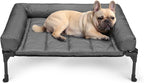 Veehoo Cooling Elevated Dog Bed Add Removable Waterproof Bolster Cushion Mat, Raised Pet Cot with Breathable Teslin Mesh, No-Slip Feet, Dog Couch Bed for Indoor Outdoor, 59x37.5inches, Beige, CWC2331B