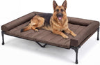 Veehoo Cooling Elevated Dog Bed Add Removable Waterproof Bolster Cushion Mat, Raised Pet Cot with Breathable Teslin Mesh, No-Slip Feet, Dog Couch Bed for Indoor Outdoor, 59x37.5inches, Beige, CWC2331B