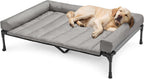 Veehoo Cooling Elevated Dog Bed Add Removable Waterproof Bolster Cushion Mat, Raised Pet Cot with Breathable Teslin Mesh, No-Slip Feet, Dog Couch Bed for Indoor Outdoor, 59x37.5inches, Beige, CWC2331B