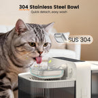 Invengo Filterless Cat Water Fountain with Wastewater Separation, 3.5L Stainless Steel Cat Fountain No Filter Needed, Wireless Pet Water Fountain for Cats & Small Dogs, 180-Day Battery, Smart Alert