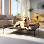 Veehoo Cooling Elevated Dog Bed Add Removable Waterproof Bolster Cushion Mat, Raised Pet Cot with Breathable Teslin Mesh, No-Slip Feet, Dog Couch Bed for Indoor Outdoor, 59x37.5inches, Beige, CWC2331B