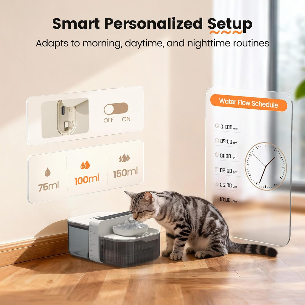 Invengo Filterless Cat Water Fountain with Wastewater Separation, 3.5L Stainless Steel Cat Fountain No Filter Needed, Wireless Pet Water Fountain for Cats & Small Dogs, 180-Day Battery, Smart Alert