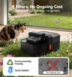 FEELNEEDY Wireless No Filters Cat Water Fountain, Wastewater Separation, Stainless Steel Bowl, 3000mAh 3.5L Pet Water Fountain for Indoor Cats & Dogs Dispenser, Black
