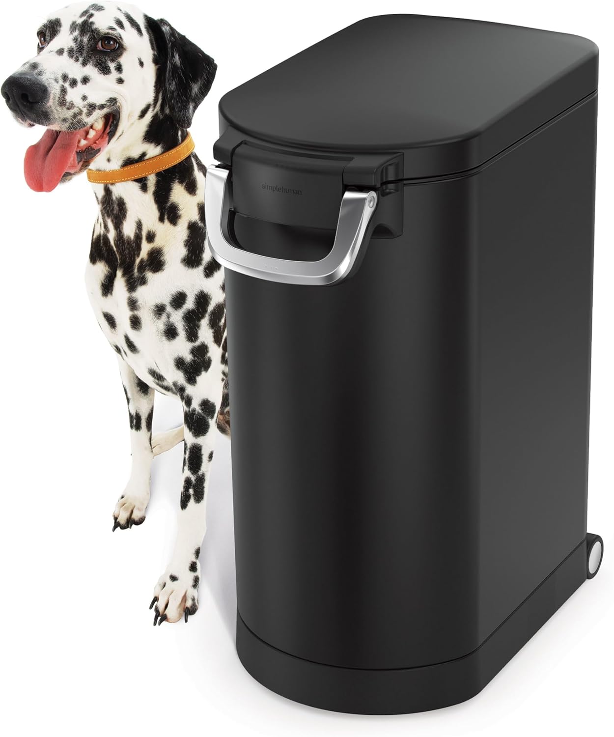 simplehuman 35 Liter, 40 lb / 18.1 kg X-Large Pet Food Storage Container for Dog Food, Cat Food, and Bird Feed, Brushed Stainless Steel