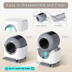 Automatic Litter Box, Self Cleaning Litter Box, Odor Control, 90L Large Capacity with APP Control and Safety Sensor, Ellenpent, for Multiple Cats, Large Cat, with 3 Rolls Garbage Bags