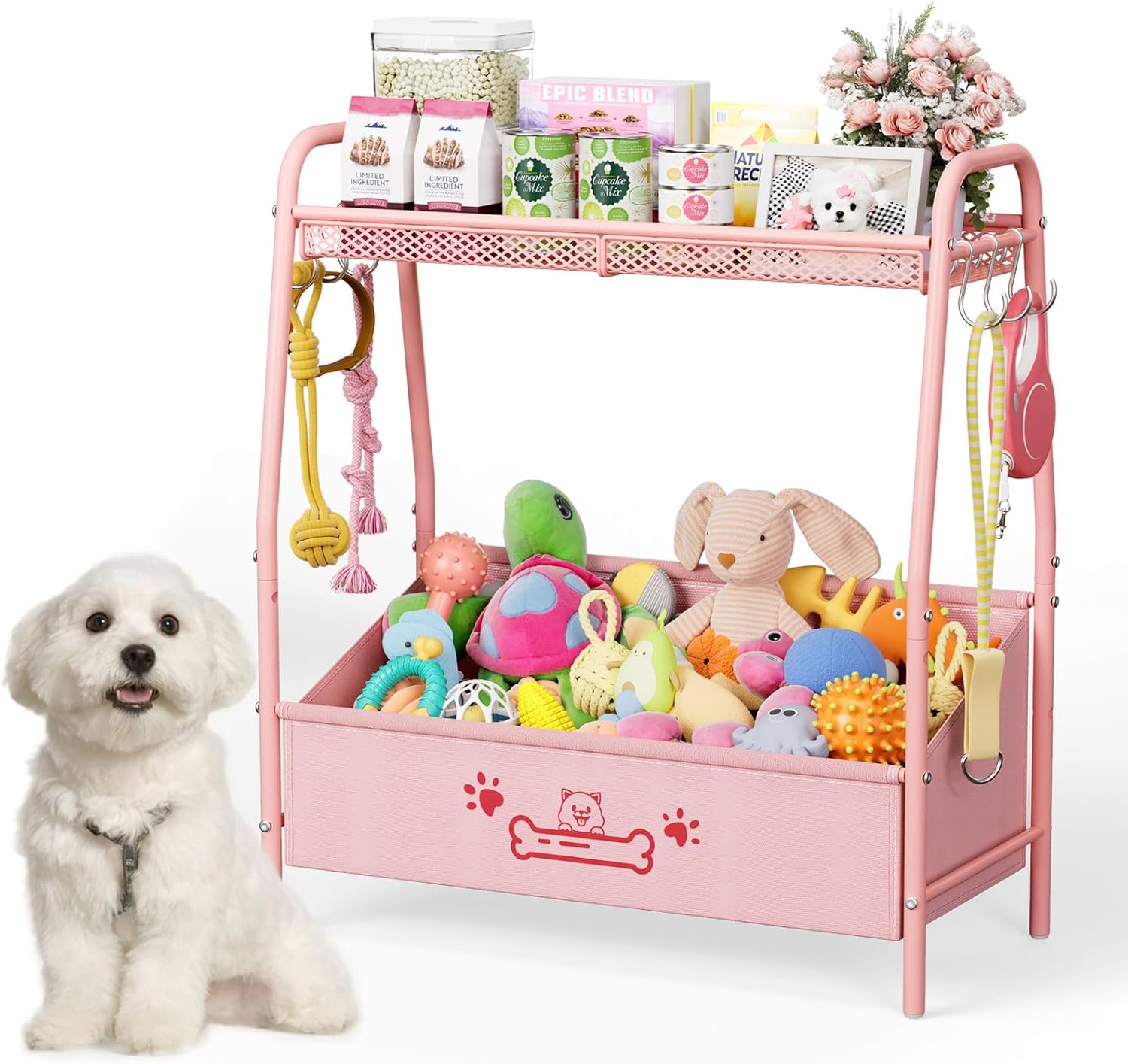 Lomivra Large Dog Toy Basket (23.6"x11.2"x9.7"), Dogs Toy Bin with Storage Organizer, Trapezoid Toy Box for Dog Stuff Accessories, Pet Toy Storage Holder Chest for Cat Dogs Essential Supplies