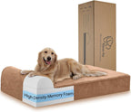 Rainmr Orthopedic Dog Beds for Large Dogs, 7" Memory Foam Dog Beds with Waterproof Liner, Durable Microsuede Cover, Removable and Washable, Nonskid Bottom, 48"x30"x7" L Grey