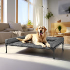 Veehoo Cooling Elevated Dog Bed Add Removable Waterproof Bolster Cushion Mat, Raised Pet Cot with Breathable Teslin Mesh, No-Slip Feet, Dog Couch Bed for Indoor Outdoor, 59x37.5inches, Beige, CWC2331B