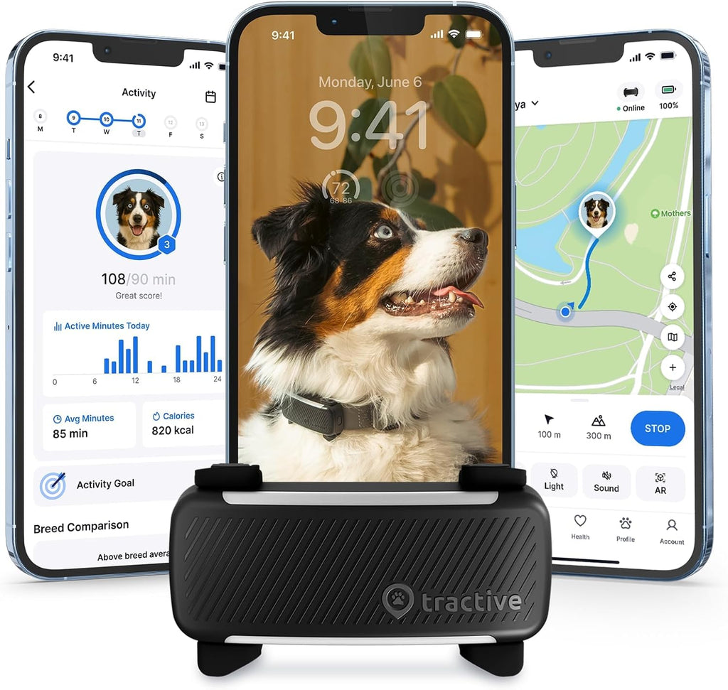 Tractive Smart Dog GPS Tracker | Live Pet Tracker with Virtual Fence | Vital Signs Monitoring of Heart & Respiratory Rate | Bark Monitoring | Dog Collar Attachment (Brown)