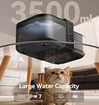FEELNEEDY Wireless No Filters Cat Water Fountain, Wastewater Separation, Stainless Steel Bowl, 3000mAh 3.5L Pet Water Fountain for Indoor Cats & Dogs Dispenser, Black