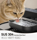 FEELNEEDY Wireless No Filters Cat Water Fountain, Wastewater Separation, Stainless Steel Bowl, 3000mAh 3.5L Pet Water Fountain for Indoor Cats & Dogs Dispenser, Black