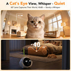 RPZ Pet Camera Indoor, Dog Camera, Movable Home Security Robot with Phone App, 2 K Cat & Puppy Mini Robot, Long Distance on Wheels Safety Alerts, Pet Auto Tracking, 2-Way Speaker