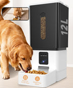 Large Breed Automatic Dog Feeder: 12L/50 Cups with HD 1080P Camera - 5G WiFi Anti-Clog Timed Dog Feeder for Golden Retriever Busy Owners by UTCG