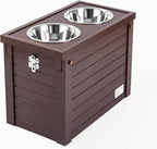 New Age Pet ECOFLEX Piedmont 2-Bowl Elevated Dog Feeder with Sliding Lid Storage Bin - Grey, Ideal for Small Spaces and Taller Dogs, Easy to Clean and Assemble, Non-Toxic and Moisture Resistant