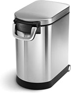 simplehuman 35 Liter, 40 lb / 18.1 kg X-Large Pet Food Storage Container for Dog Food, Cat Food, and Bird Feed, Brushed Stainless Steel