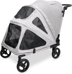 WonderFold Hudson Pet Stroller - Easy Back Entrance for Large Pets, Breathable Carriage Fabric and Canopy, Storage Pocket, and Rear Brake - Gray